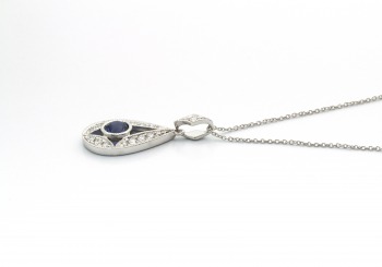 14K Yogo Sapphire & Diamond Pendant 14K Yogo Sapphire & Diamond Pendant