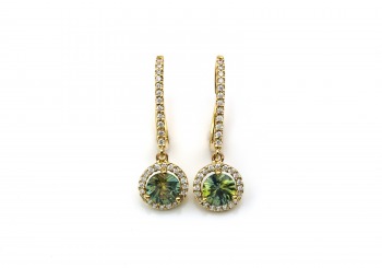 14K Fancy Montana Sapphire & Diamond Earrings