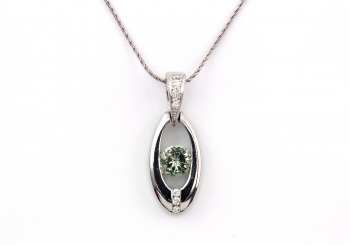 14K Fancy Montana Sapphire & Diamond Pendant