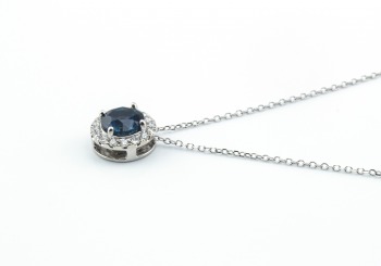 14K Fancy Montana Sapphire & Diamond Pendant 14K Fancy Montana Sapphire & Diamond Pendant