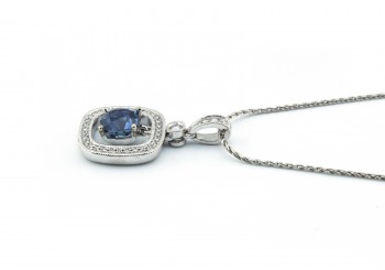 14K Fancy Montana Sapphire & Diamond Pendant 14K Fancy Montana Sapphire & Diamond Pendant
