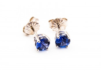 14K Yogo Sapphire Stud Earrings 14K Yogo Sapphire Stud Earrings