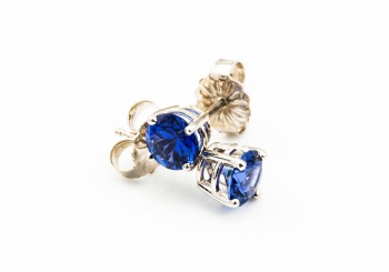 14K Yogo Sapphire Stud Earrings 14K Yogo Sapphire Stud Earrings