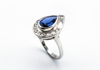 14K Yogo Sapphire & Diamond Ring 14K Yogo Sapphire & Diamond Ring