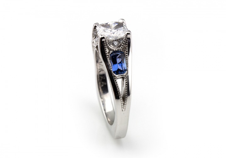 14K Diamond and Yogo Sapphire Ring