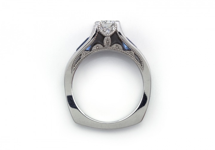14K Diamond and Yogo Sapphire Ring