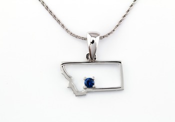 14K Fancy Montana Sapphire State Pendant
