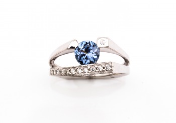 14K Fancy Montana Sapphire & Diamond Ring