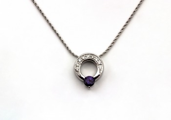 14K Yogo Sapphire & Diamond Pendant