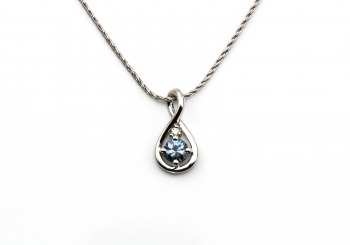 Sterling Silver Fancy Montana Sapphire & Diamond Pendant