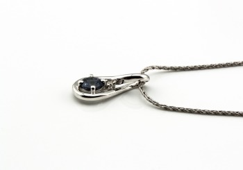 Sterling Silver Fancy Montana Sapphire & Diamond Pendant Sterling Silver Fancy Montana Sapphire & Diamond Pendant