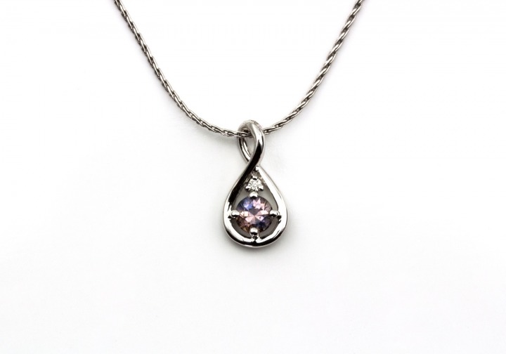 Sterling Silver Fancy Montana Sapphire & Diamond Pendant