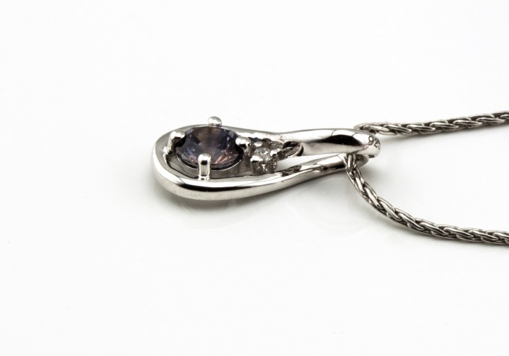 Sterling Silver Fancy Montana Sapphire & Diamond Pendant