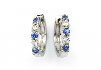 14K Yogo & Diamond Hoop Earring