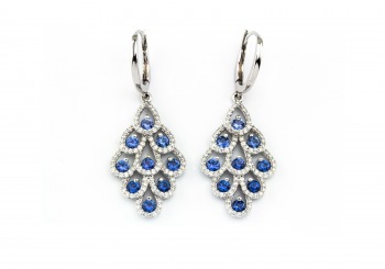 14K Yogo Sapphire & Diamond Earrings
