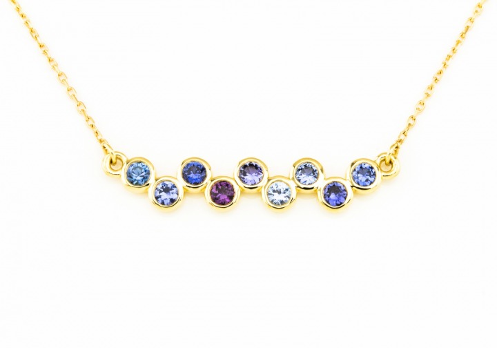 14K Yogo Sapphire Bar Necklace