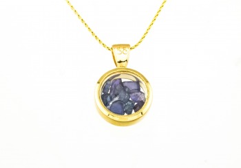 14K Tumbled Yogo Sapphire Pendant