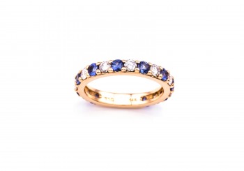 14K Yogo Sapphire & Diamond Ring