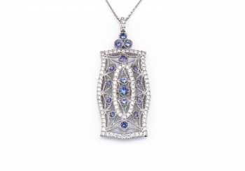 14K Yogo Sapphire & Diamond Necklace