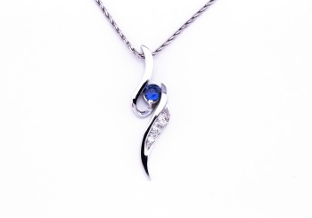 14K Yogo Sapphire & Diamond Pendant 14K Yogo Sapphire & Diamond Pendant