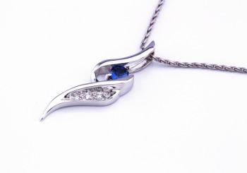 14K Yogo Sapphire & Diamond Pendant 14K Yogo Sapphire & Diamond Pendant
