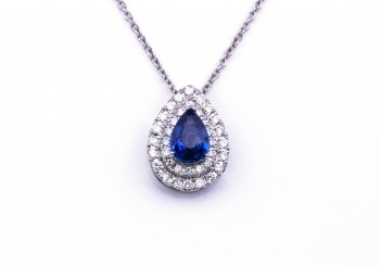 14K Yogo Sapphire & Diamond Necklace