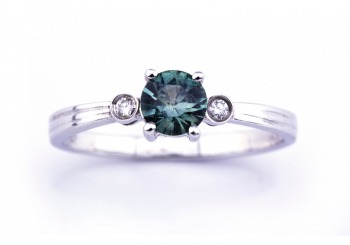 Sterling Silver Montana Sapphire & Diamond Ring