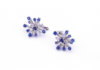18K Yogo Sapphire and Diamond Earrings 18K Yogo Sapphire and Diamond Earrings