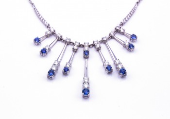 18K Yogo Sapphire & Diamond Necklace