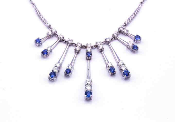 18K Yogo Sapphire & Diamond Necklace