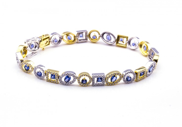 18K Yogo Sapphire & Diamond Bracelet