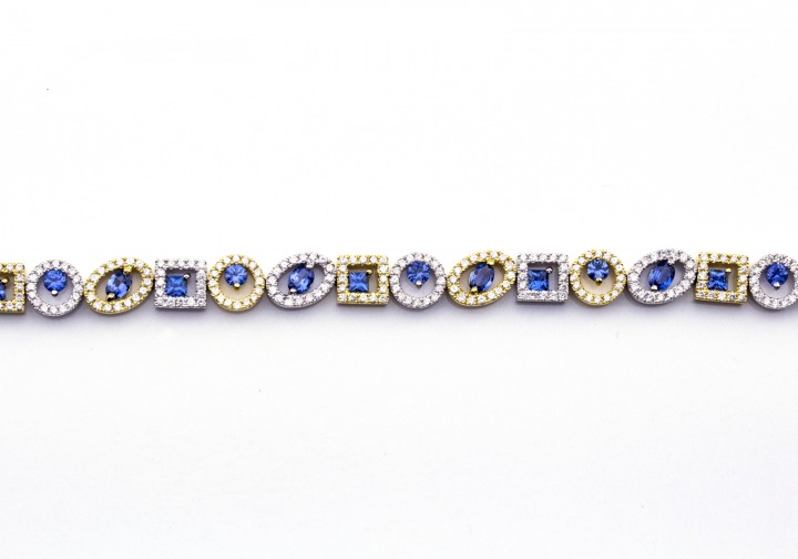 18K Yogo Sapphire & Diamond Bracelet