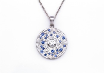 14K Yogo Sapphire & Diamond Necklace