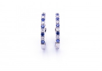 14K Yogo Sapphire & Diamond Hoops