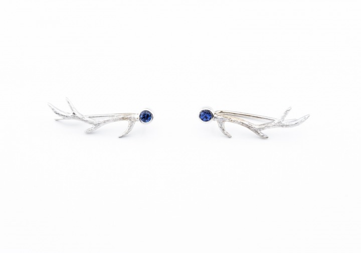 14K Yogo Sapphire Antler Earrings