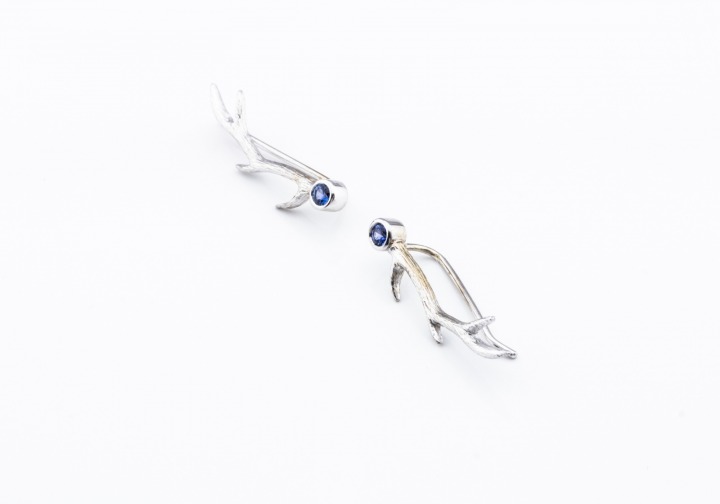 14K Yogo Sapphire Antler Earrings