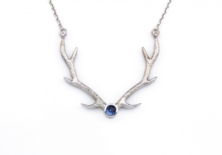 14K Yogo Sapphire Antler Necklace