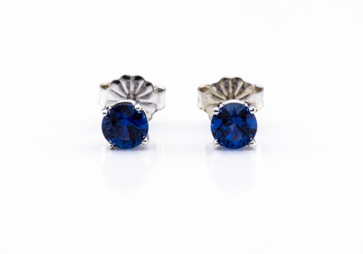 14K Yogo Sapphire Stud Earrings