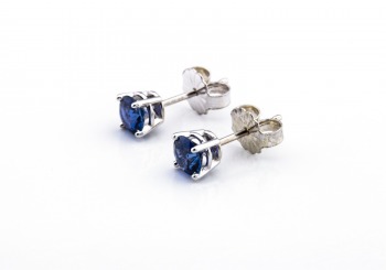 14K Yogo Sapphire Stud Earrings 14K Yogo Sapphire Stud Earrings
