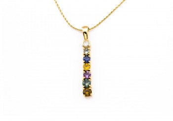 14K Fancy Montana Sapphire & Diamond Pendant