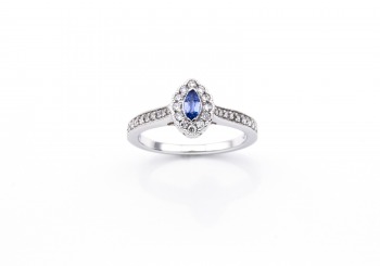 14K Yogo Sapphire & Diamond Ring