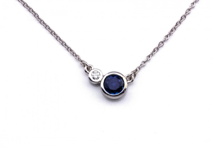 Yogo Sapphire and Diamond Necklace