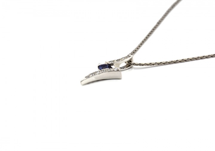 14K Yogo Sapphire & Diamond Pendant