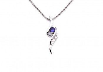 14K Yogo Sapphire & Diamond Pendant