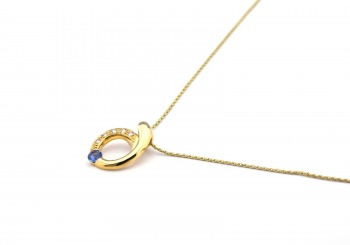 14K Yogo Sapphire & Diamond Pendant 14K Yogo Sapphire & Diamond Pendant