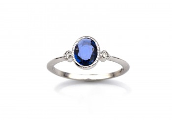14K Yogo Sapphire & Diamond Ring