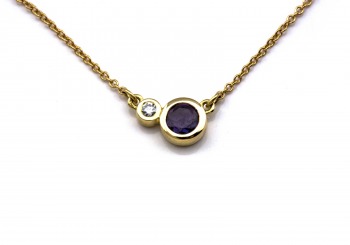 14K Yogo Sapphire & Diamond Necklace