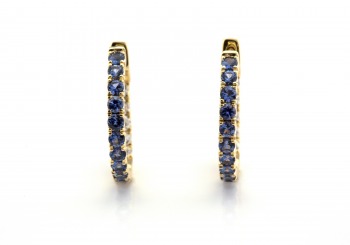 14K Yogo Sapphire & Diamond Earrings