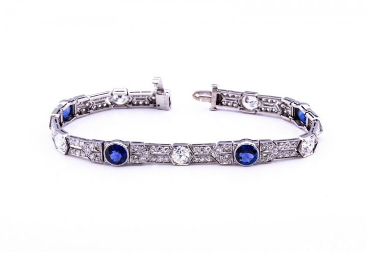 Platinum Yogo Sapphire and Diamond Bracelet 