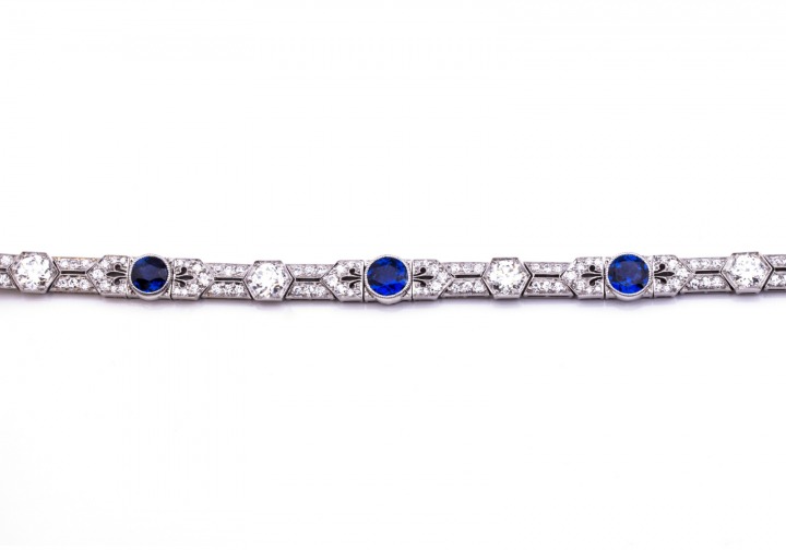 Platinum Yogo Sapphire and Diamond Bracelet 